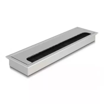 Przepust kablowy DELOCK 66862 do biurka, srebrny, 80×280×28 mm