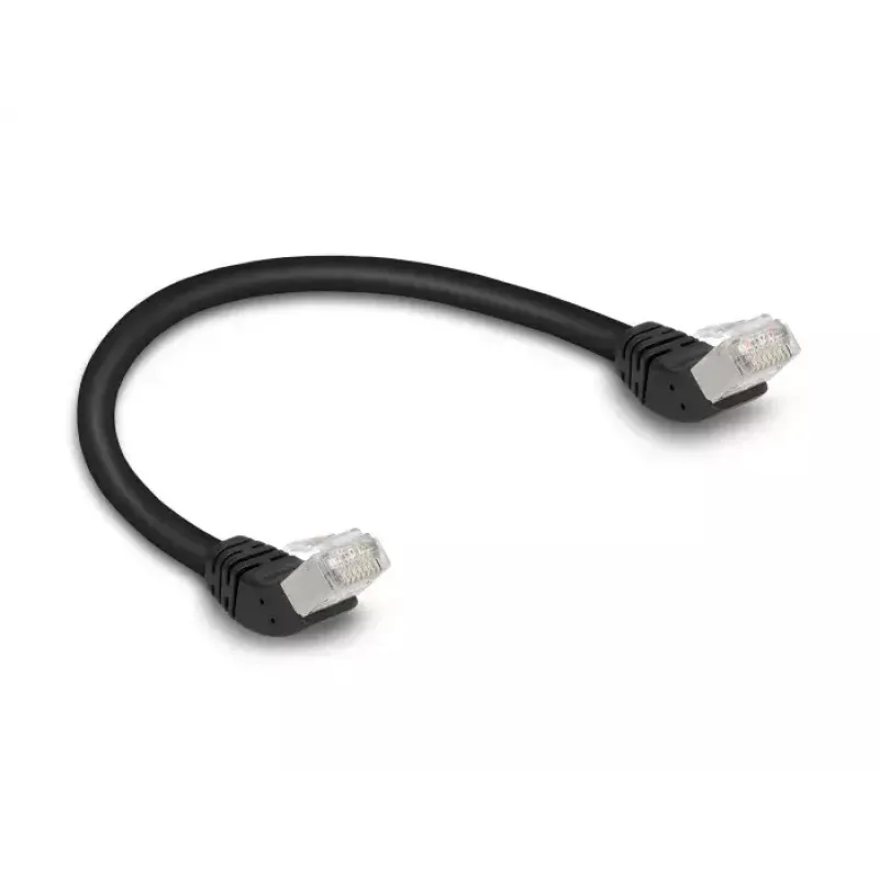 Kabel sieciowy DeLOCK RJ45 kat.6A S/FTP 45° kątowy 0,25 m czarny