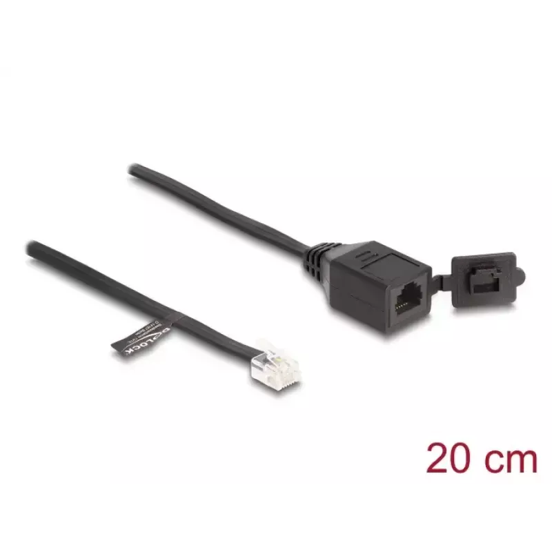 Kabel DeLOCK wtyk RJ12 na gniazdo RJ12 20 cm czarny