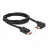 Kabel DisplayPort DeLOCK 8K 60 Hz 2 m wtyk prosty do wtyku kątowego 90° w lewo