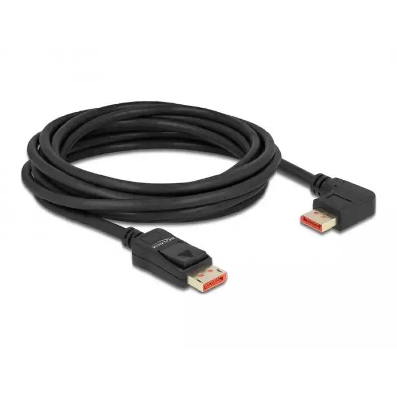 Kabel DisplayPort DeLOCK 87049 5m wtyk prosty na wtyk 90° lewy kątowy 8K 60Hz