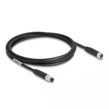Kabel DeLOCK M8 4-pin, kodowany A, męski na żeński, PUR TPU, 2 m