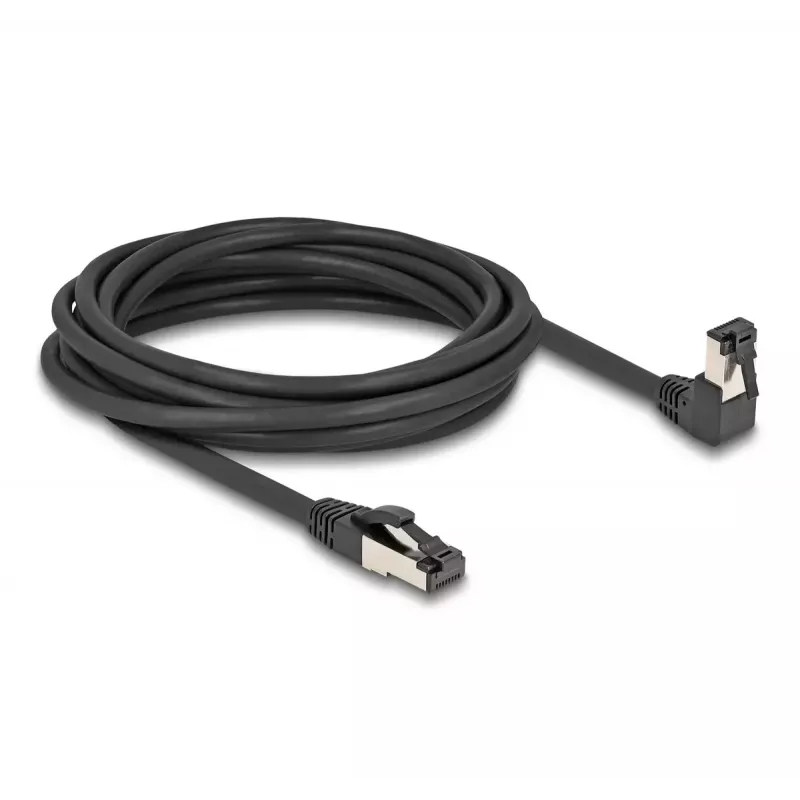 Kabel sieciowy DeLOCK RJ45 Kat.8.1 90° w dół kątowy / prosty 5 m czarny
