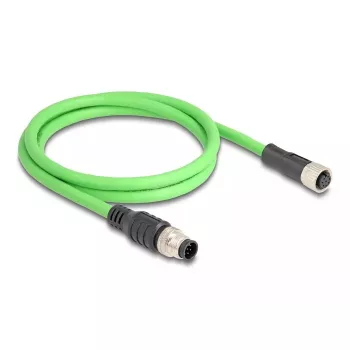 Kabel sieciowy DeLOCK M12, kodowany A, 8-pinowy, męski na żeński, PUR (TPU), 1 m