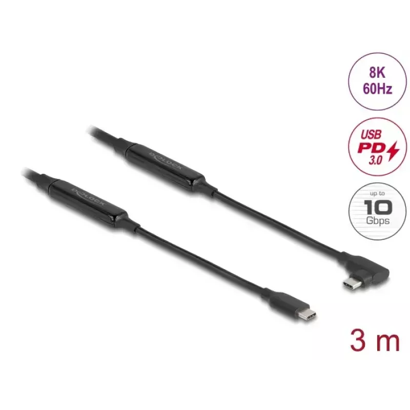 Kabel USB DeLOCK 81195 3m USB C Czarny 10 Gbit/s