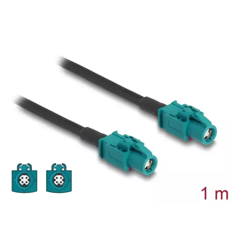 Kabel koncentryczny DELOCK 90680 — 1 m, HSD Z do HSD Z, czarny/niebieski