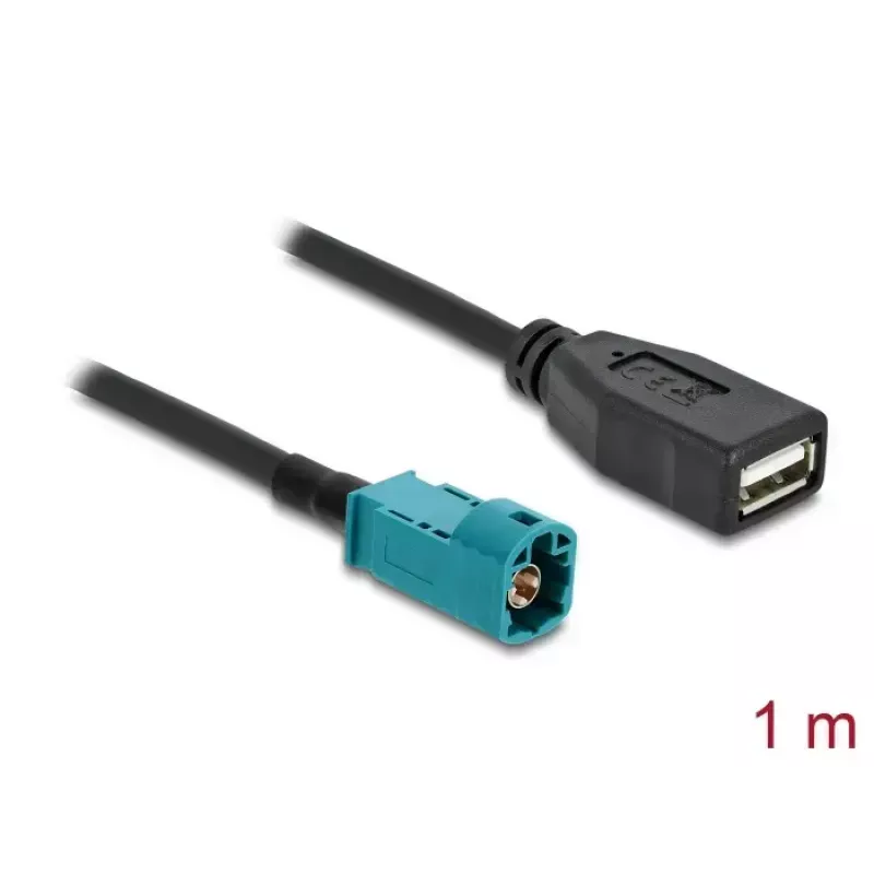 Kabel koncentryczny DELOCK 90703 — HSD Z na USB A, 1 m, czarny/niebieski