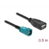 Kabel koncentryczny DELOCK 90702 HSD Z na USB A, 0,5 m, Czarny/Niebieski