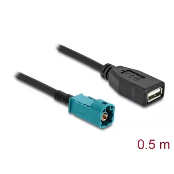 Kabel koncentryczny DELOCK 90702 HSD Z na USB A, 0,5 m, Czarny/Niebieski