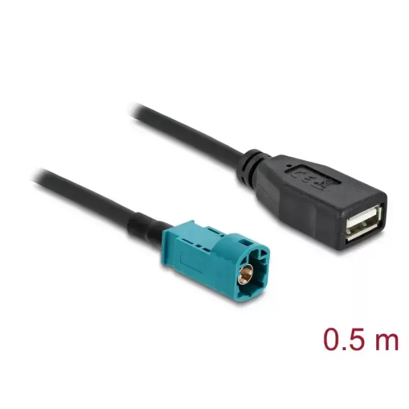 Kabel koncentryczny DELOCK 90702 HSD Z na USB A, 0,5 m, Czarny/Niebieski