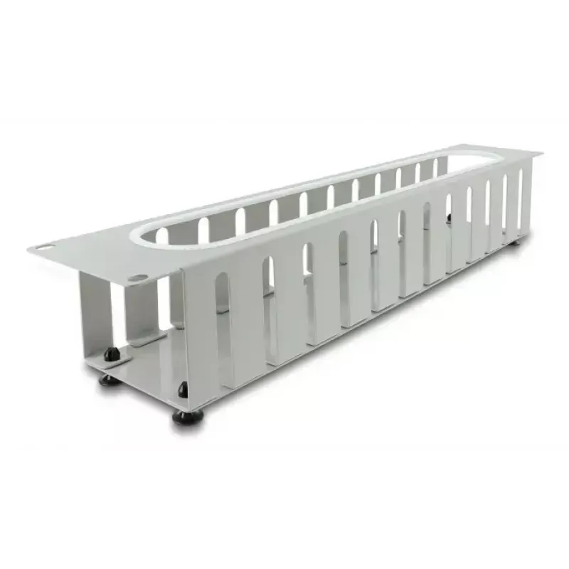 Panel do zarządzania kablami DELOCK 67280 — 19 cali 2U stalowy panel rack z otworem, szary