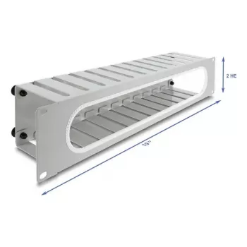 Panel do zarządzania kablami DELOCK 67280 — 19 cali 2U stalowy panel rack z otworem, szary
