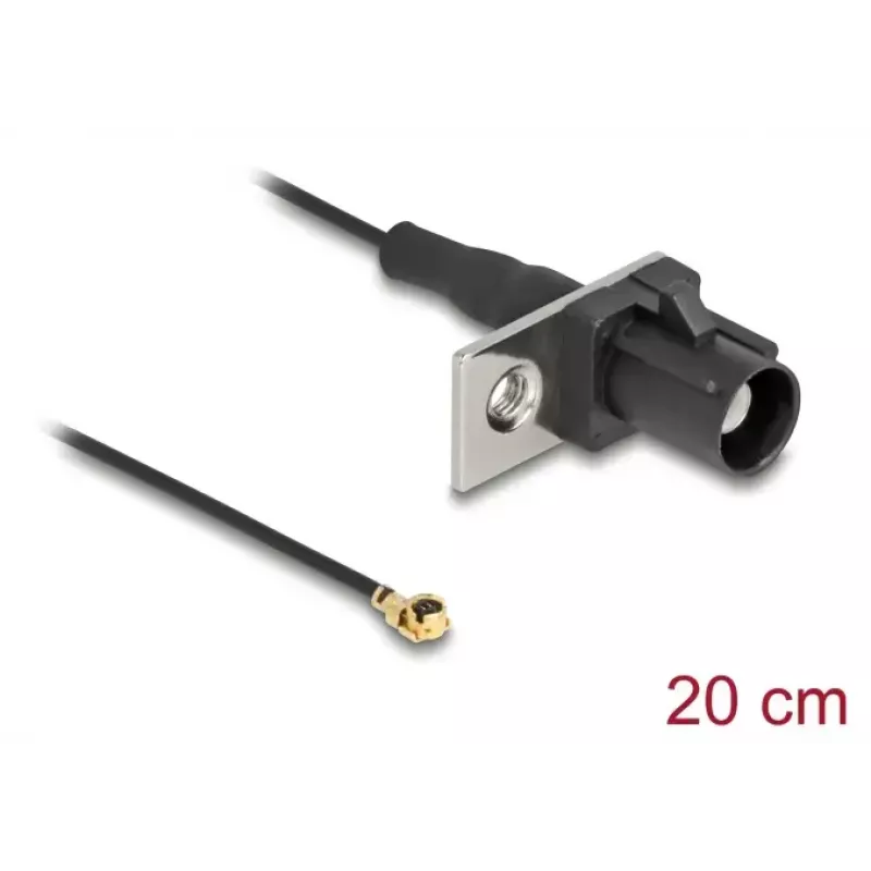 Przewód koncentryczny DELOCK 90728 — FAKRA A na I-PEX MHF1, 0,2 m, 1,13 mm, czarny