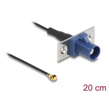Kabel koncentryczny DELOCK 90731, FAKRA C do I-PEX MHF1, 0,2 m, 1,13 mm, czarny/niebieski