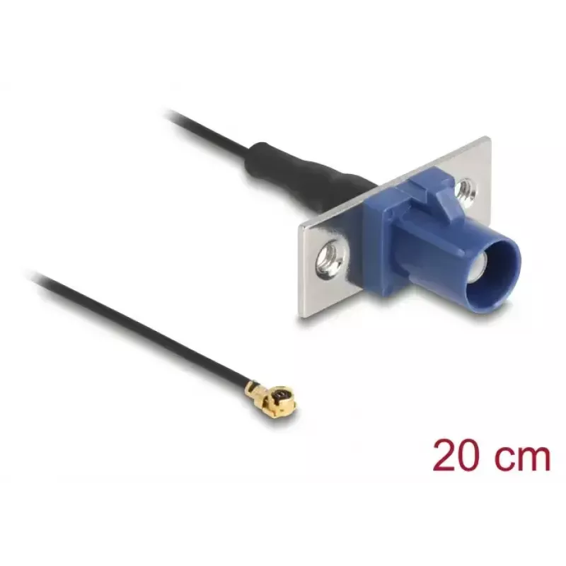 Kabel koncentryczny DELOCK 90731, FAKRA C do I-PEX MHF1, 0,2 m, 1,13 mm, czarny/niebieski