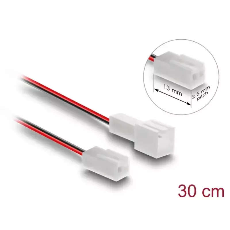 Przedłużacz kabla do układu chłodzenia komputera DELOCK 90869 — PVC, średnica 1,3 mm, czarny/czerwony/biały