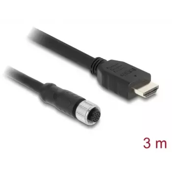 DELOCK M12 A-coded 17-pin (female) to HDMI (male) kabel 3 m