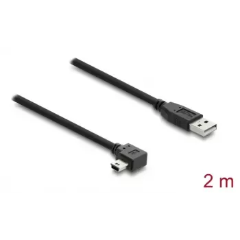 Kabel USB 2.0 DELOCK Typ-A męski do Mini-USB B męski kątowy, 2 m, czarny