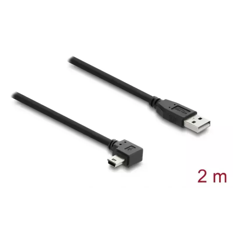 Kabel USB 2.0 DELOCK Typ-A męski do Mini-USB B męski kątowy, 2 m, czarny