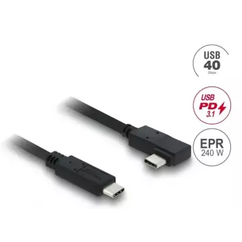 Kabel koncentryczny DELOCK USB4 Gen 3x2 USB-C do USB-C 40 Gb/s PD 3.1 240 W kątowy lewy/prawy 1 m