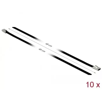 Opaski kablowe DeLOCK 18811 stalowe czarne 400mm 10 szt.