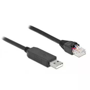 Kabel do połączenia szeregowego DeLOCK 64158 USB 2.0 Typ-A na RS-232 RJ45 25 cm czarny