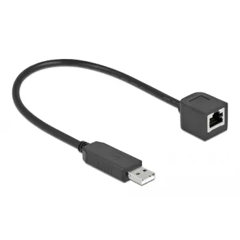 Kabel połączeniowy szeregowy DeLOCK 64162 USB 2.0 Typ-A do RS-232 RJ45 25 cm czarny