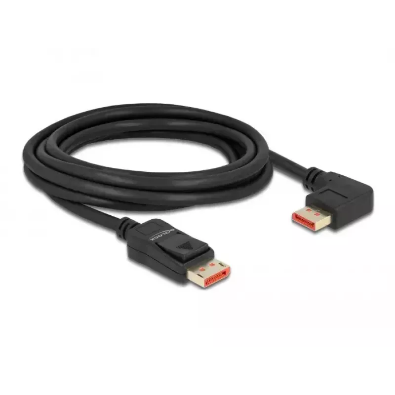Kabel DisplayPort DeLOCK 87048 8K 60Hz 3m męski do męskiego 90° lewy kątowy