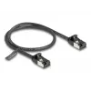 Kabel sieciowy DeLOCK RJ45 wtyk do wtyka kat.8.1 elastyczny 0,5 m czarny