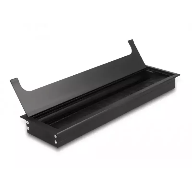 Przepust kablowy DELOCK 66858 do biurka, czarny, 80×300×28 mm