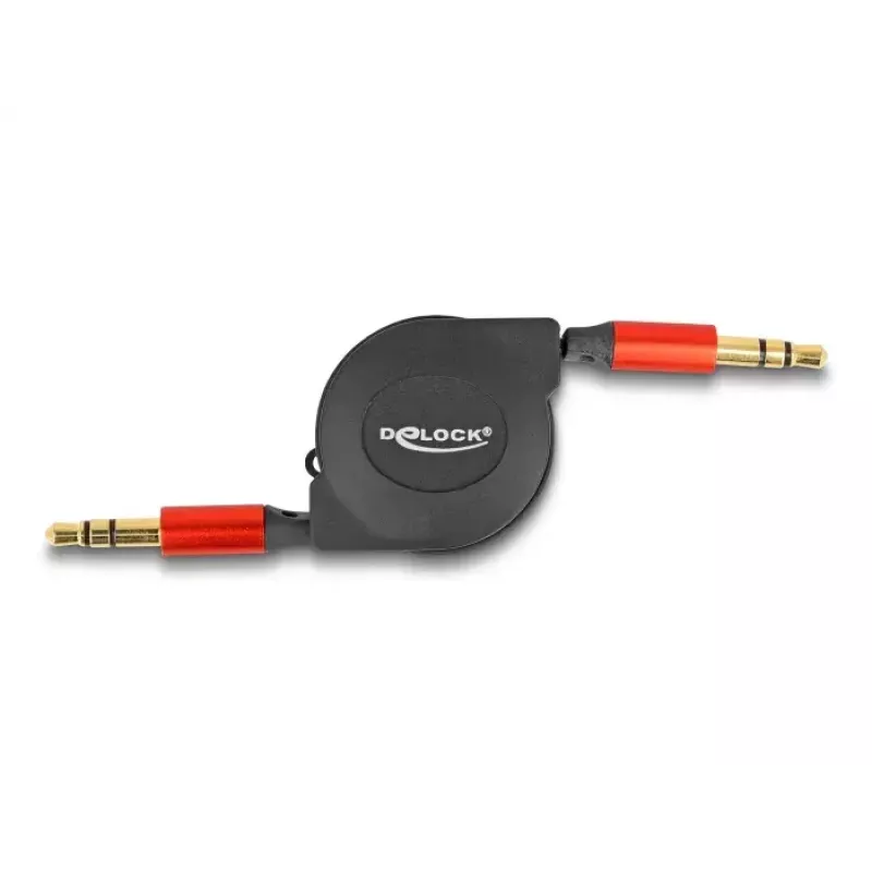 Kabel audio DeLOCK 85369 0,9 m 3,5 mm męski na męski czarno-czerwony pozłacany