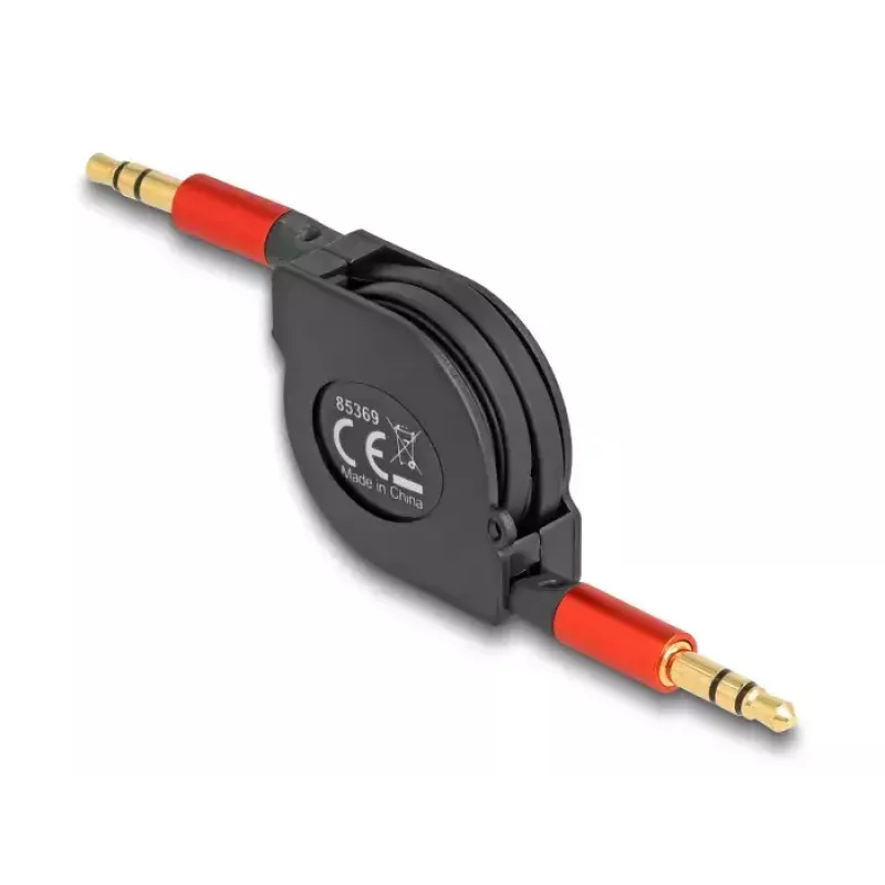 Kabel audio DeLOCK 85369 0,9 m 3,5 mm męski na męski czarno-czerwony pozłacany