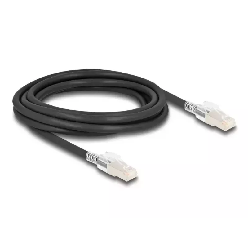 Kabel sieciowy DELOCK 80257 — Cat6a S/FTP (S‑STP), RJ‑45 na RJ‑45, 3 m, czarny