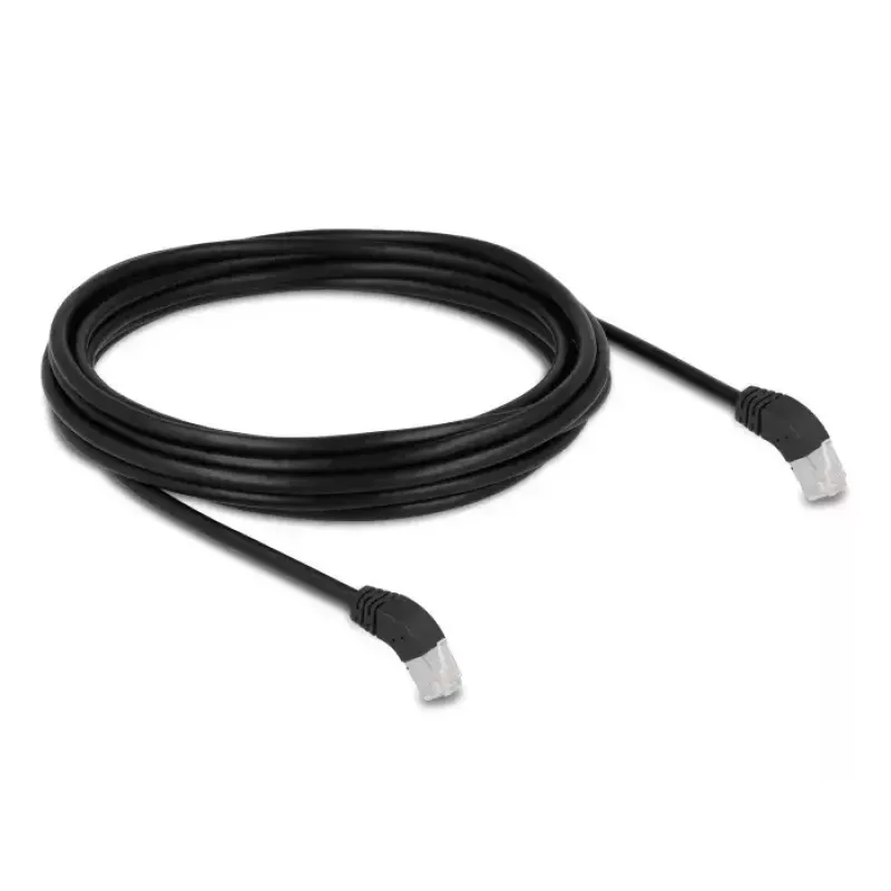 DeLOCK kabel sieciowy RJ45 kat.6A S/FTP 45° w dół kątowo 5 m czarny