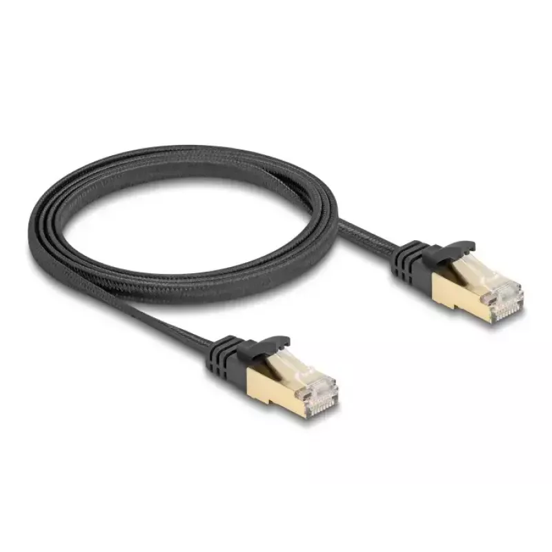 Kabel sieciowy DeLOCK RJ45 płaski 1m Cat6A czarny