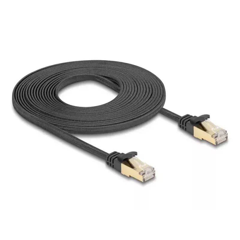 Kabel sieciowy DeLOCK RJ45 Płaski 5m Cat6A Czarny