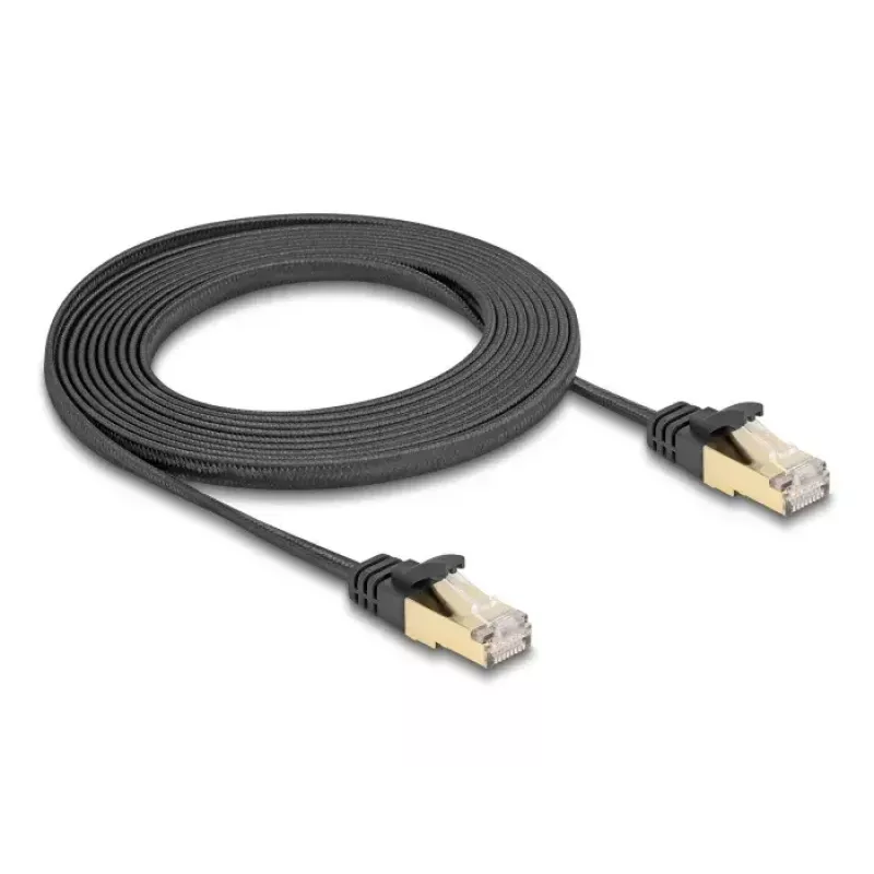 Kabel sieciowy DeLOCK RJ45 płaski 3m Cat6A czarny