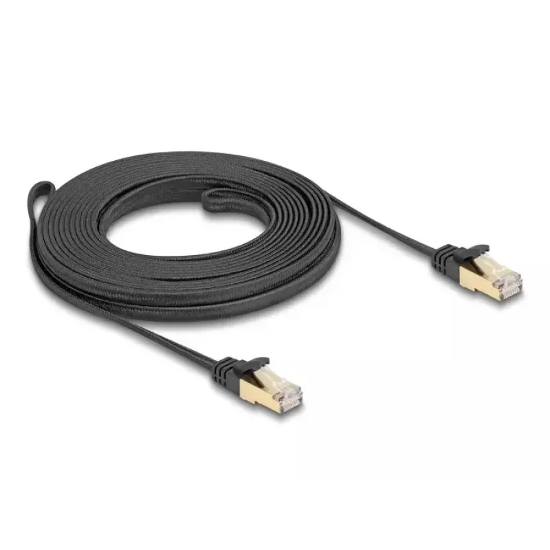 Kabel sieciowy DeLOCK RJ45 Płaski 7,5m Cat6A U/FTP Czarny