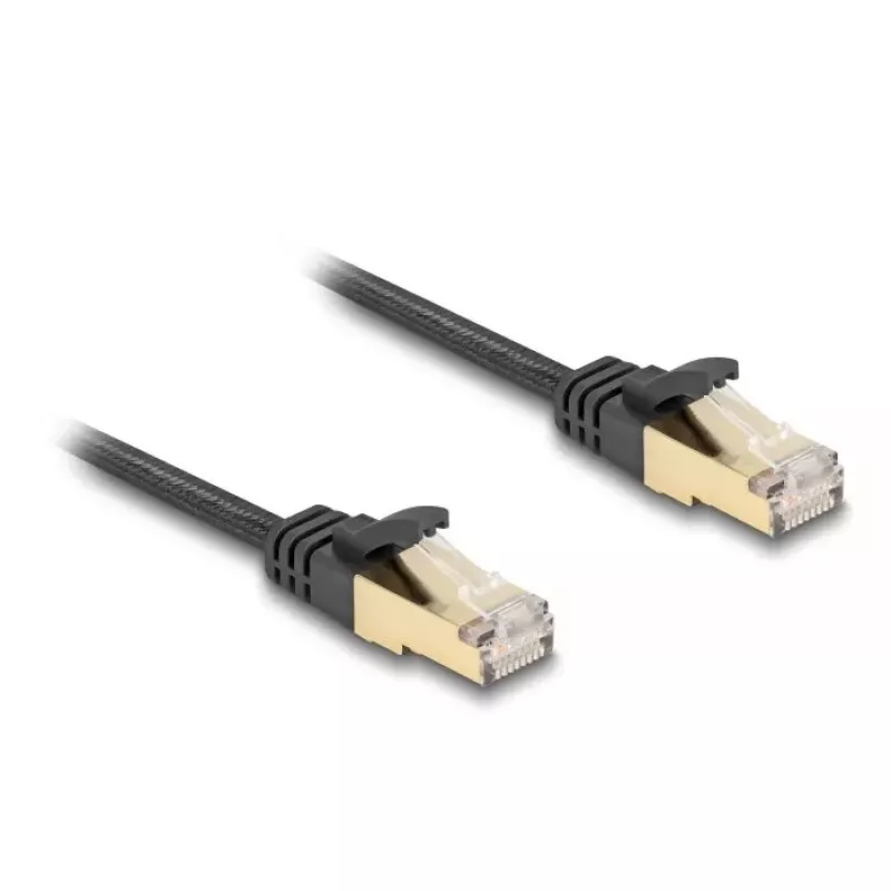 Kabel sieciowy DeLOCK RJ45 Płaski 7,5m Cat6A U/FTP Czarny
