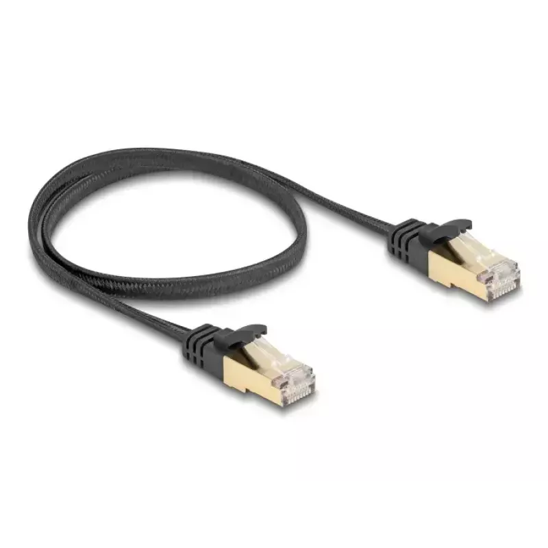 Kabel sieciowy DeLOCK RJ45 płaski 0,5 m Kat.6A czarny