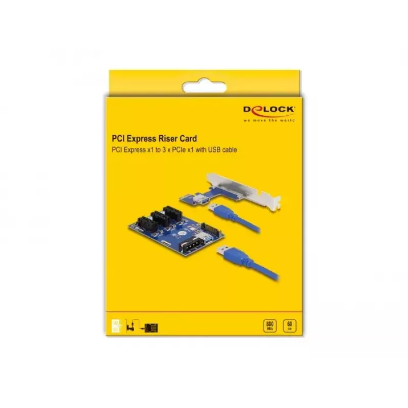 Karta rozszerzeń DeLOCK PCI Express x1 na 3 x PCIe x1, kabel USB 50 cm