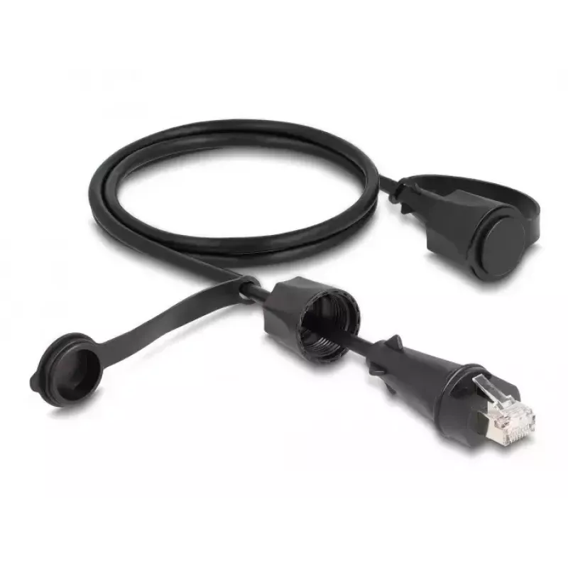 DeLOCK kabel sieciowy RJ45, wtyk do wtyku, kat. 6 STP, 1 m, IP68, czarny
