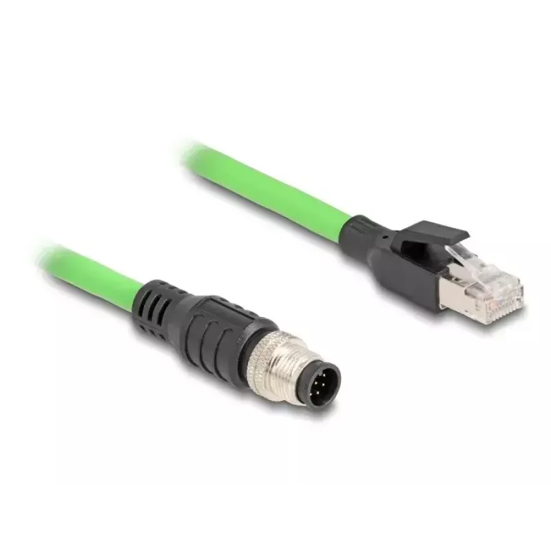 Kabel sieciowy DeLOCK M12, kodowany A, 8-pinowy wtyk męski na RJ45 męski, PUR (TPU) 2 m