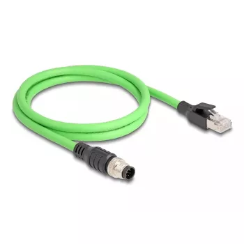 Kabel sieciowy DeLOCK M12, kodowany A, 8-pinowy wtyk męski na RJ45 męski, PUR (TPU) 2 m