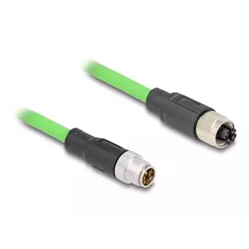 Kabel sieciowy DeLOCK M12 X-kodowany 8-pinowy męski na żeński PUR (TPU) 1 m