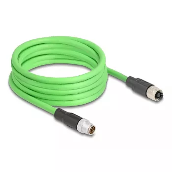 Kabel sieciowy DeLOCK M12 X-kodowany 8-pinowy męski na żeński PUR (TPU) 1 m