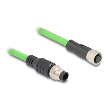 Kabel sieciowy DeLOCK M12 kabel A-coded 8-pin męski na żeński PUR (TPU) 5 m