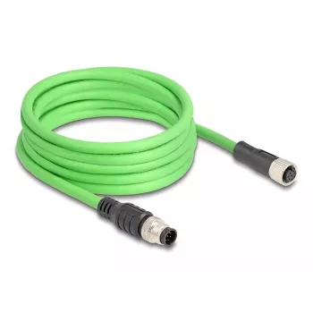 Kabel sieciowy DeLOCK M12 kabel A-coded 8-pin męski na żeński PUR (TPU) 5 m