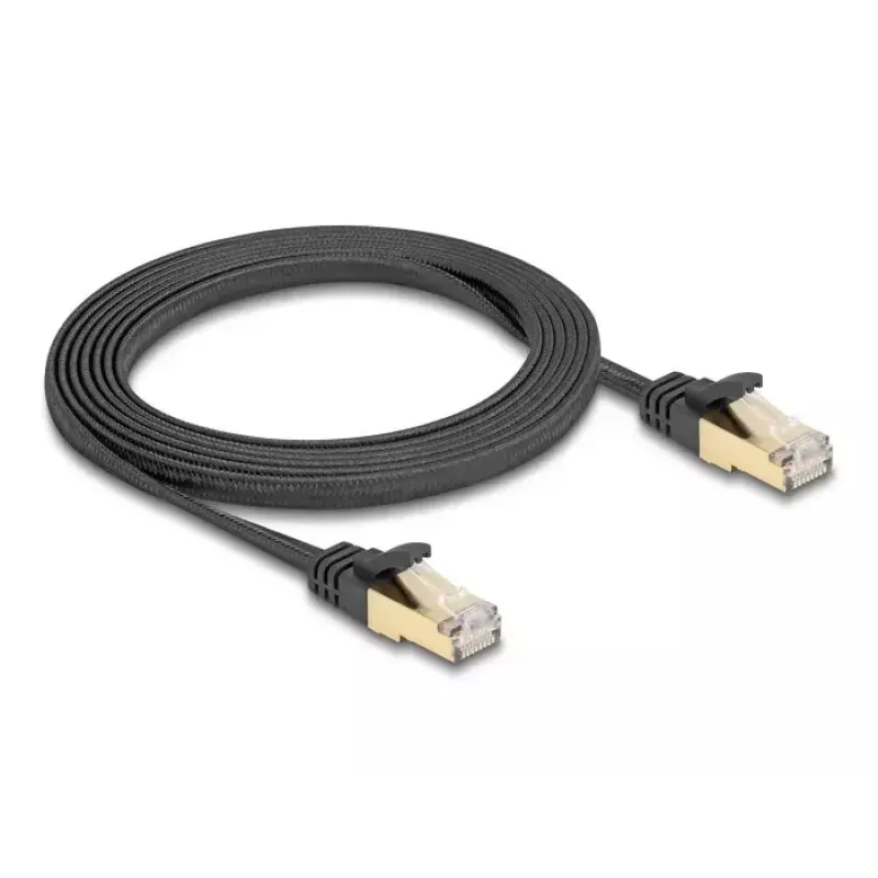 Kabel sieciowy DeLOCK RJ45 Płaski Kat.6A 2m Czarny