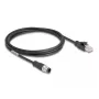 Kabel sieciowy DeLOCK M12 złącze D-kodowane 4-stykowe męskie na RJ45 męskie Cat5e 2 m czarny